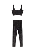 Top & Leggings Velours Marbré - Noir