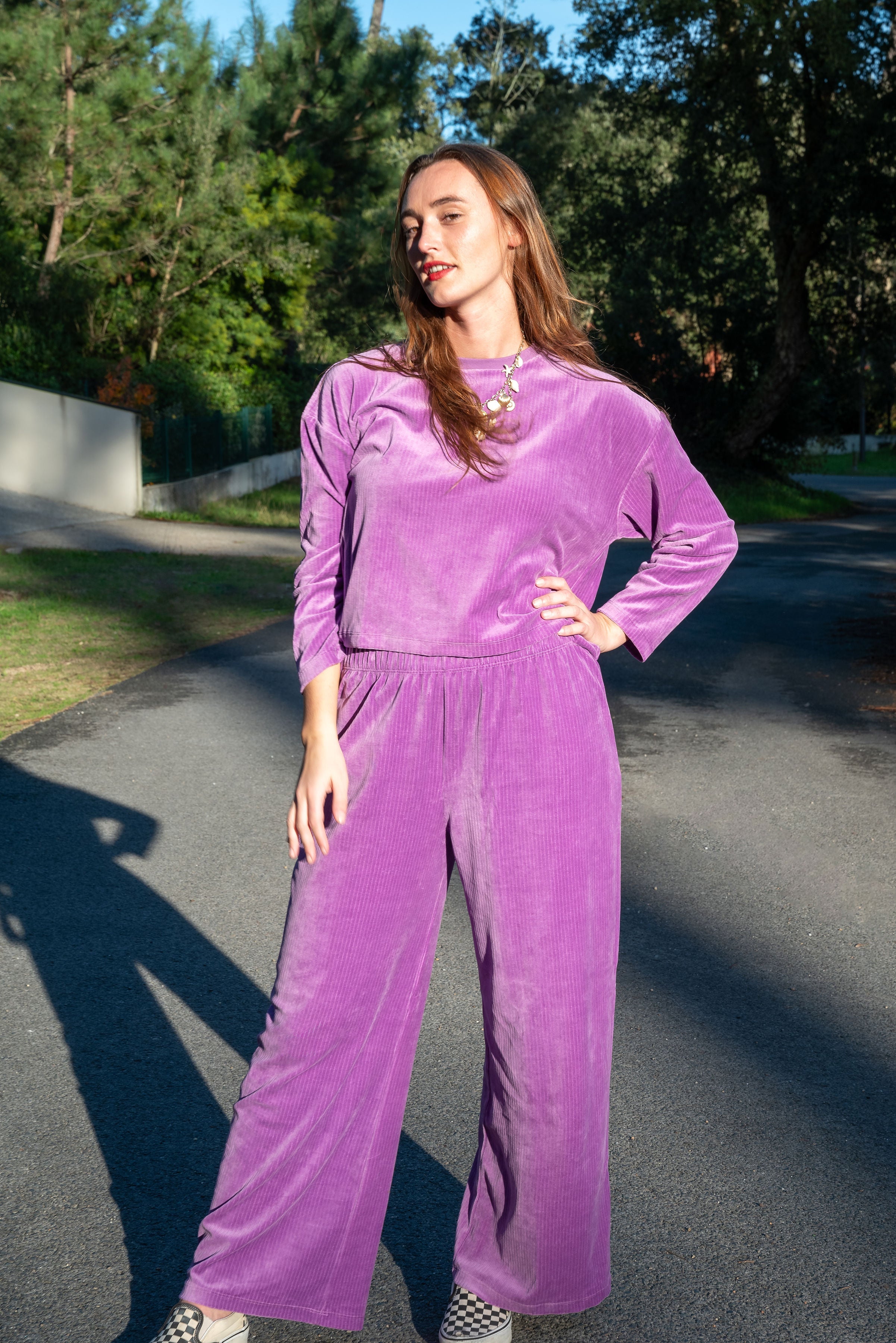 Ensemble Velours Fluide Coton BIO - Violet