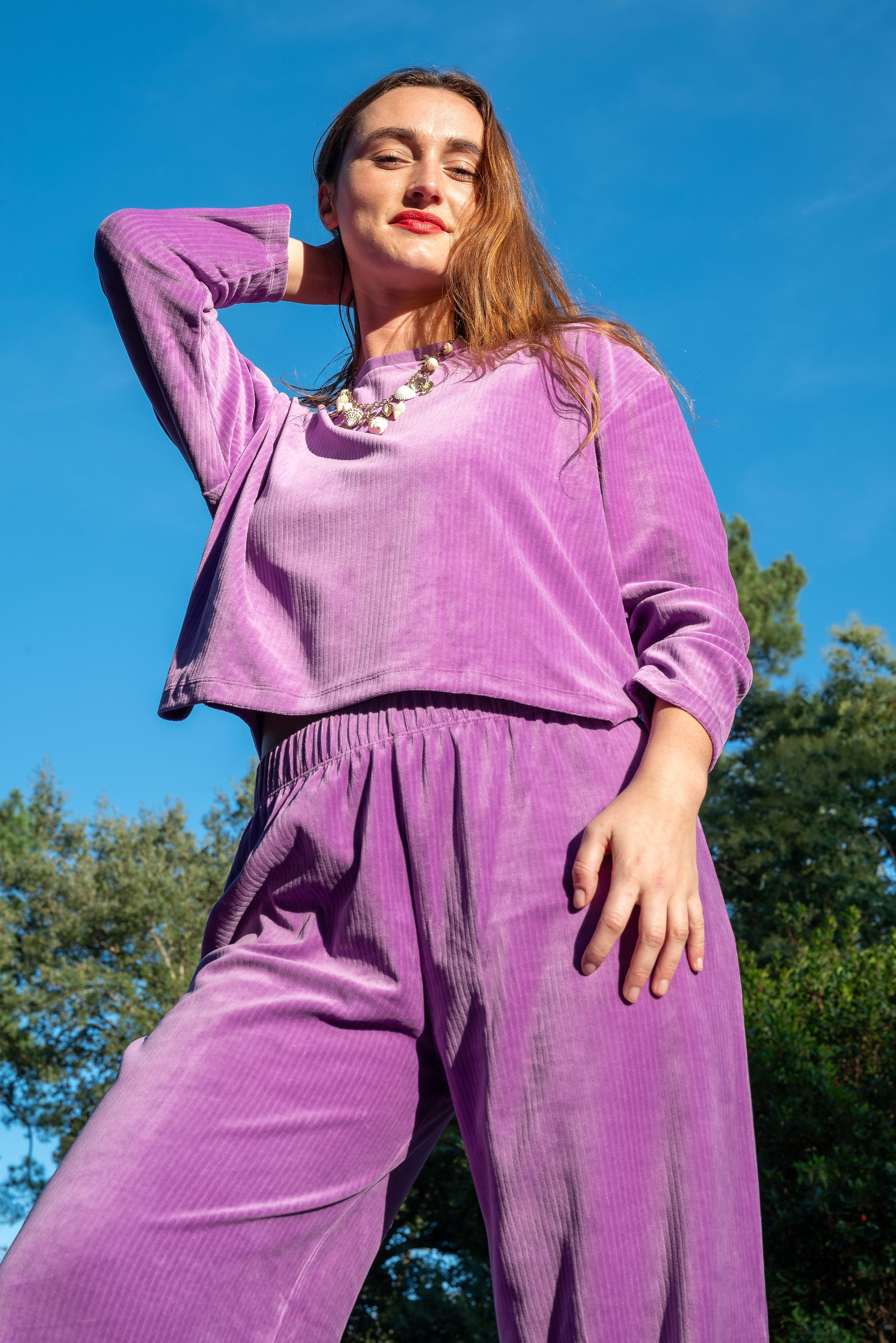 Ensemble Velours Fluide Coton BIO - Violet
